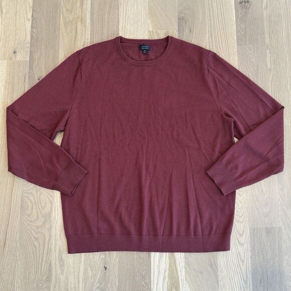 J Crew Sweater Men Size XL‎ Pullover Top Maroon Red Wine Merino Wool Blend Knit - Picture 1 of 9